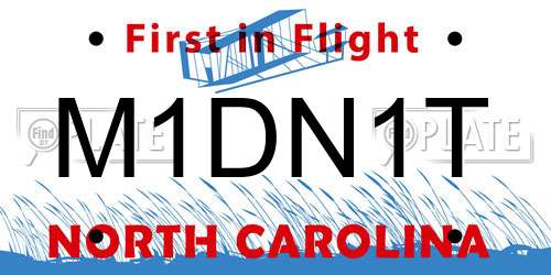 M1DN1T North Carolina License Plate