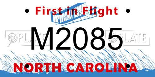 M2085 North Carolina License Plate