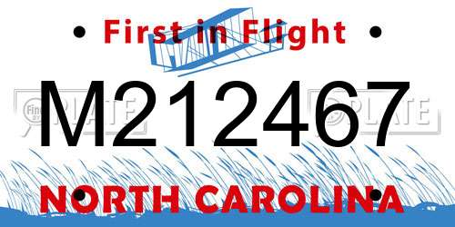 M212467 North Carolina License Plate