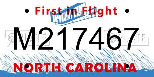 M217467 North Carolina License Plate