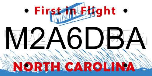 M2A6DBA North Carolina License Plate