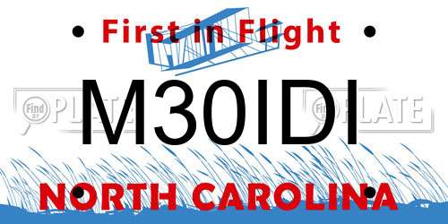 M30IDI North Carolina License Plate