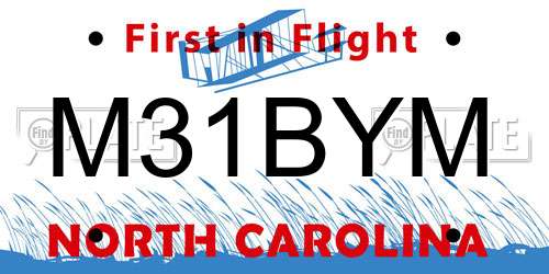 M31BYM North Carolina License Plate