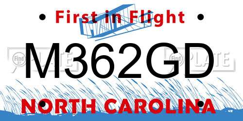 M362GD North Carolina License Plate