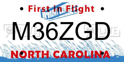 M36ZGD North Carolina License Plate