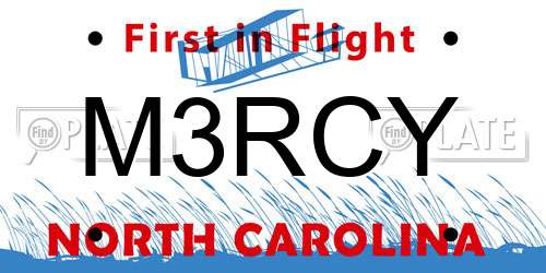 M3RCY North Carolina License Plate