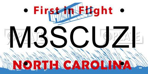 M3SCUZI North Carolina License Plate