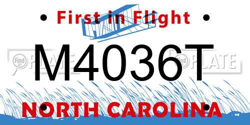 M4036T North Carolina License Plate
