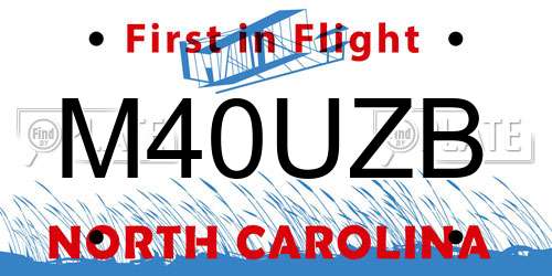 M40UZB North Carolina License Plate