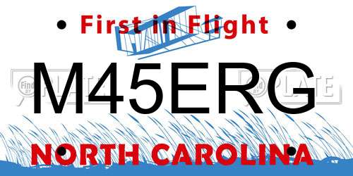 M45ERG North Carolina License Plate