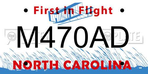 M470AD North Carolina License Plate