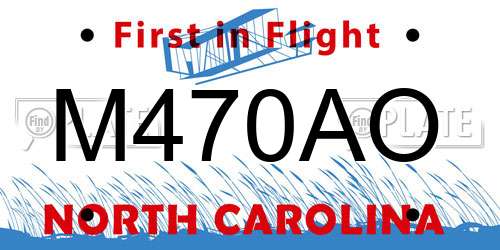 M470AO North Carolina License Plate