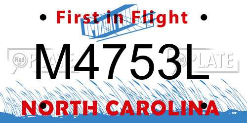 M4753L North Carolina License Plate