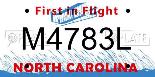 M4783L North Carolina License Plate