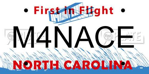 M4NACE North Carolina License Plate