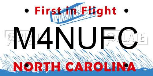 M4NUFC North Carolina License Plate