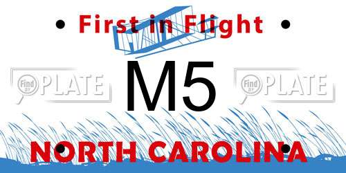 M5 North Carolina License Plate