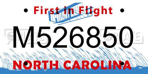 M526850 North Carolina License Plate