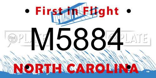 M5884 North Carolina License Plate
