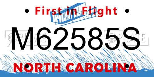 M62585S North Carolina License Plate