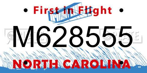 M628555 North Carolina License Plate