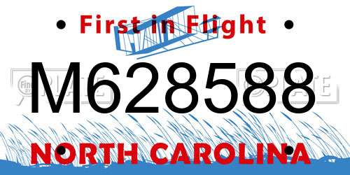 M628588 North Carolina License Plate