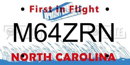 M64ZRN North Carolina License Plate