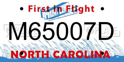 M65007D North Carolina License Plate