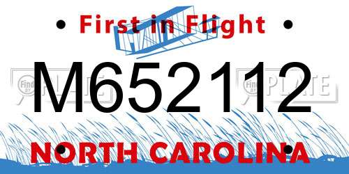 M652112 North Carolina License Plate