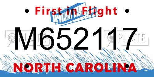 M652117 North Carolina License Plate