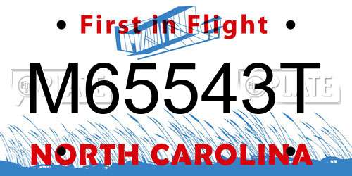 M65543T North Carolina License Plate