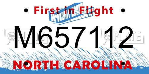 M657112 North Carolina License Plate