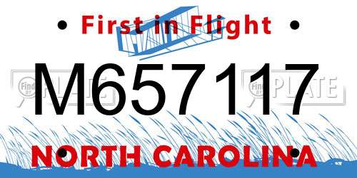 M657117 North Carolina License Plate