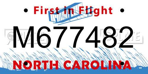M677482 North Carolina License Plate