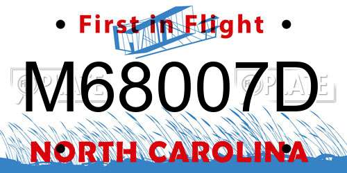 M68007D North Carolina License Plate