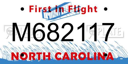 M682117 North Carolina License Plate