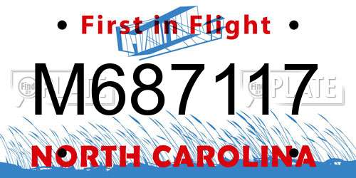 M687117 North Carolina License Plate