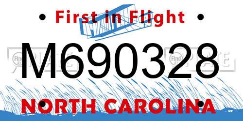 M690328 North Carolina License Plate