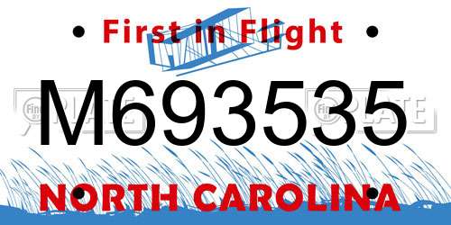 M693535 North Carolina License Plate