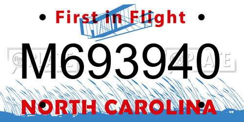 M693940 North Carolina License Plate