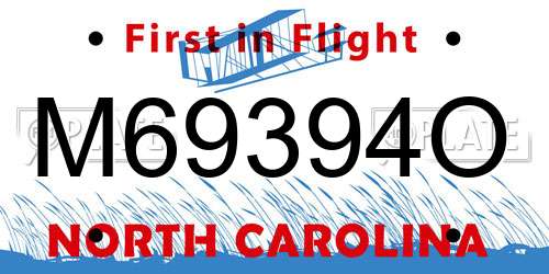 M69394O North Carolina License Plate