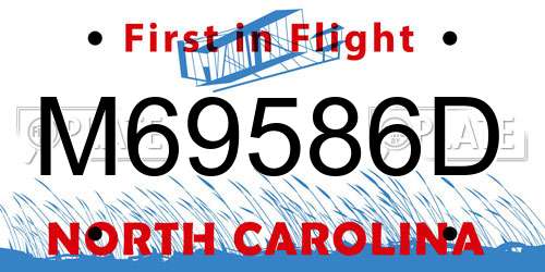 M69586D North Carolina License Plate