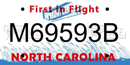 M69593B North Carolina License Plate