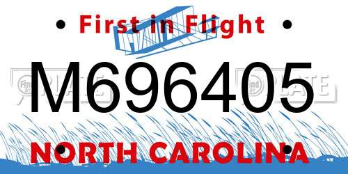 M696405 North Carolina License Plate
