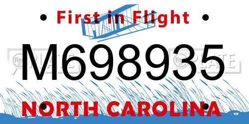 M698935 North Carolina License Plate