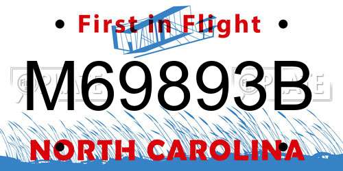 M69893B North Carolina License Plate