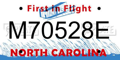 M70528E North Carolina License Plate