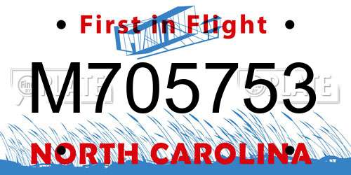 M705753 North Carolina License Plate