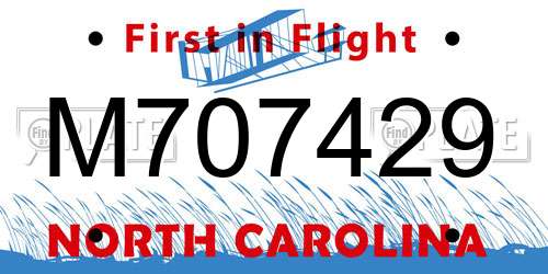 M707429 North Carolina License Plate