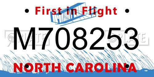 M708253 North Carolina License Plate